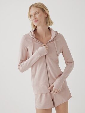 Pact Women's French Terry Dusty Pink Zip Hoodie Small